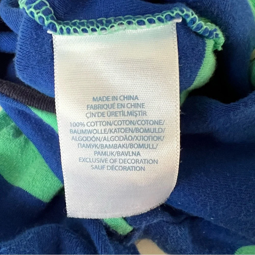 RALPH LAUREN Blue & Green Rugby Striped Footie, 9mo